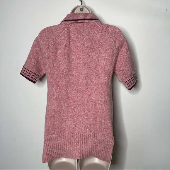 Land of Distraction Wool-Blend Short-Sleeved Polo Pink Sweater top size S - Picture 7 of 10